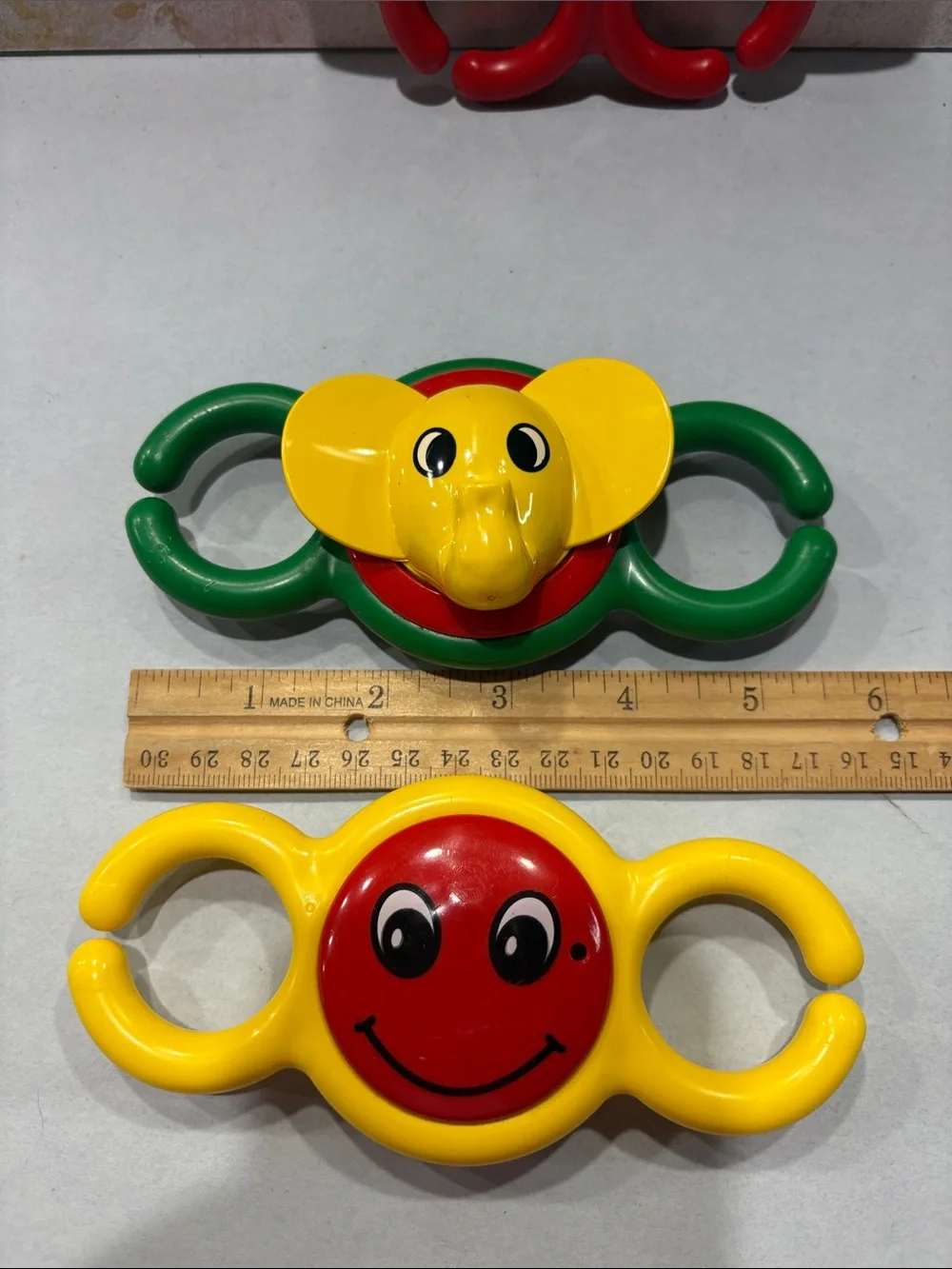 Vintage LEGO Primo red flower  elephant rattle ring 1990s baby